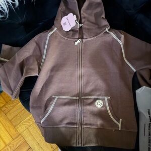 Brown waffle knit hoodie
